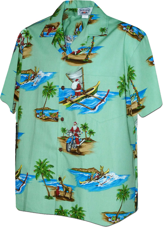 Santa Outrigger Canoeing Men's Hawaiian Shirt