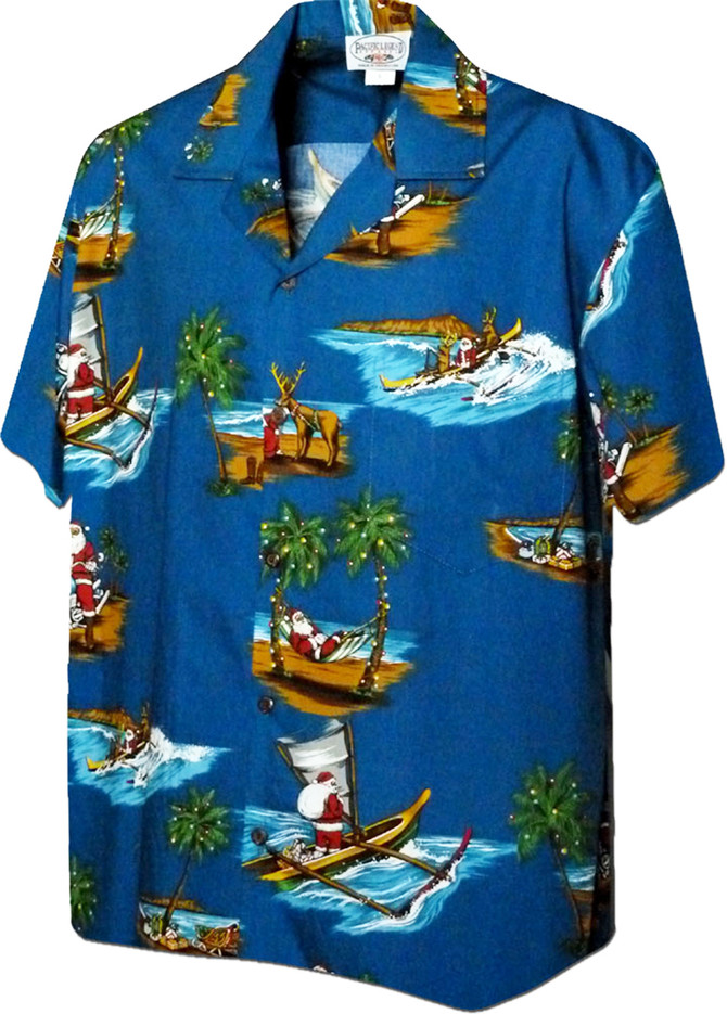 Santa Outrigger Canoeing Men's Hawaiian Shirt