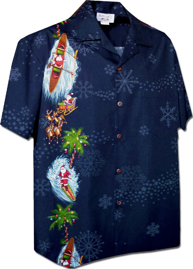 Santa's Christmas Rapids Panel Men's Hawaiian Shirt