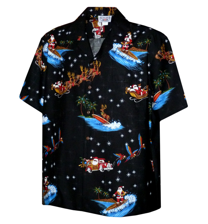 Santa Parrot Woody Sleigh Men's Hawaiian Shirt