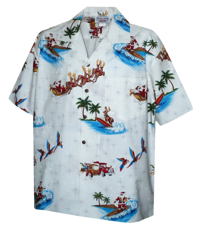 Santa Parrot Woody Sleigh Men's Hawaiian Shirt