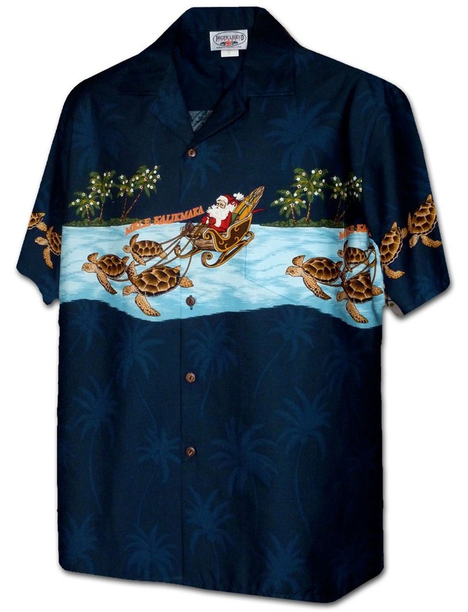 Santa Turtle Sleigh Men's Hawaiian Shirt