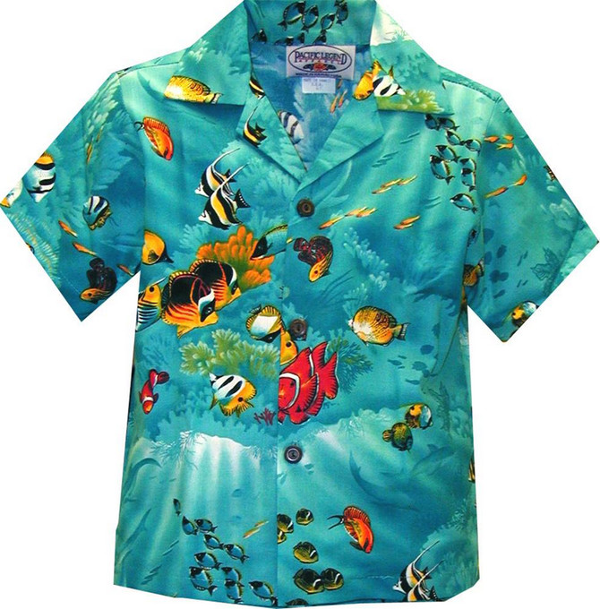Marine Aquarium Fish Boy's Hawaiian Shirt