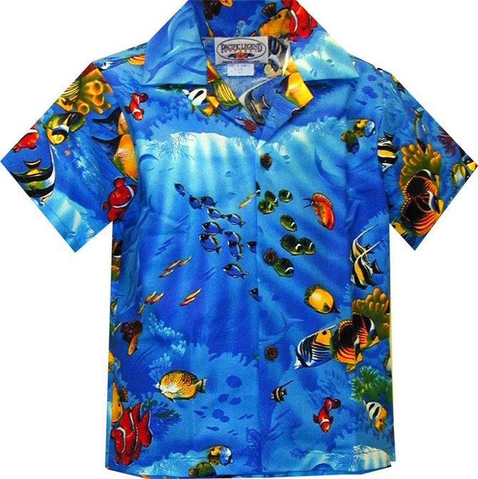 Marine Aquarium Fish Boy's Hawaiian Shirt