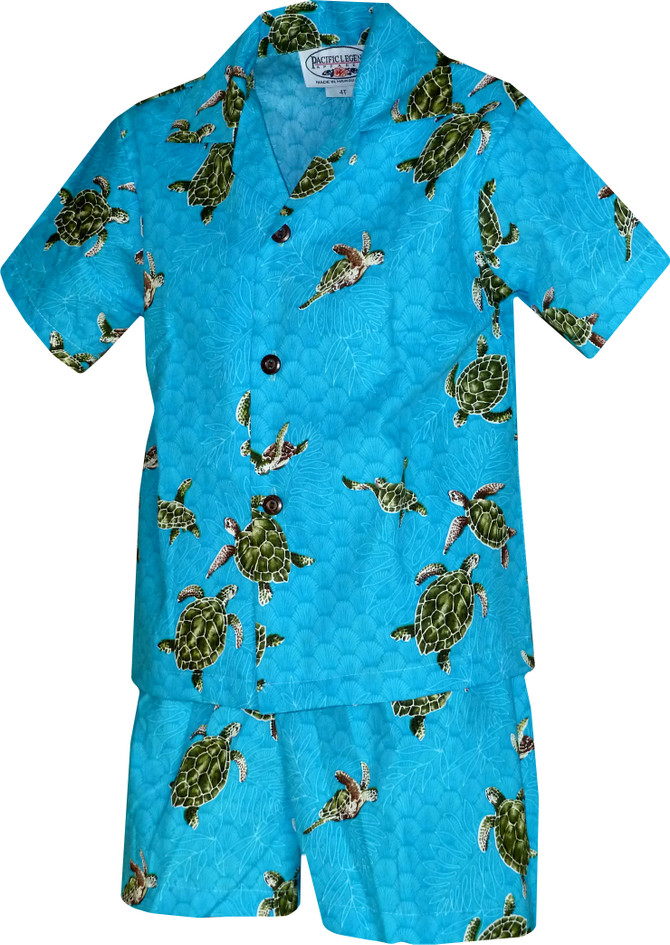 Honu Turtle Swim Boy's 2pc Hawaiian Cabana Set