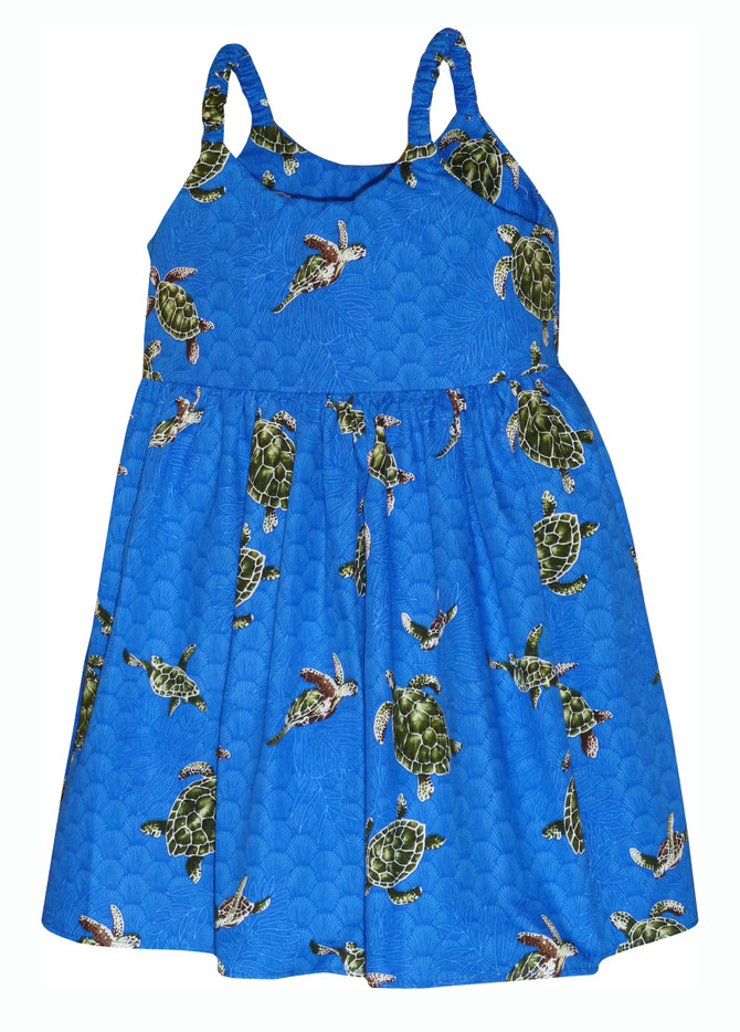 Honu Turtle Swim Girl's Hawaiian Flared Dress
