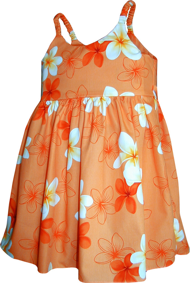 Melemele Yellow Plumeria Girl's Hawaiian Flared Dress