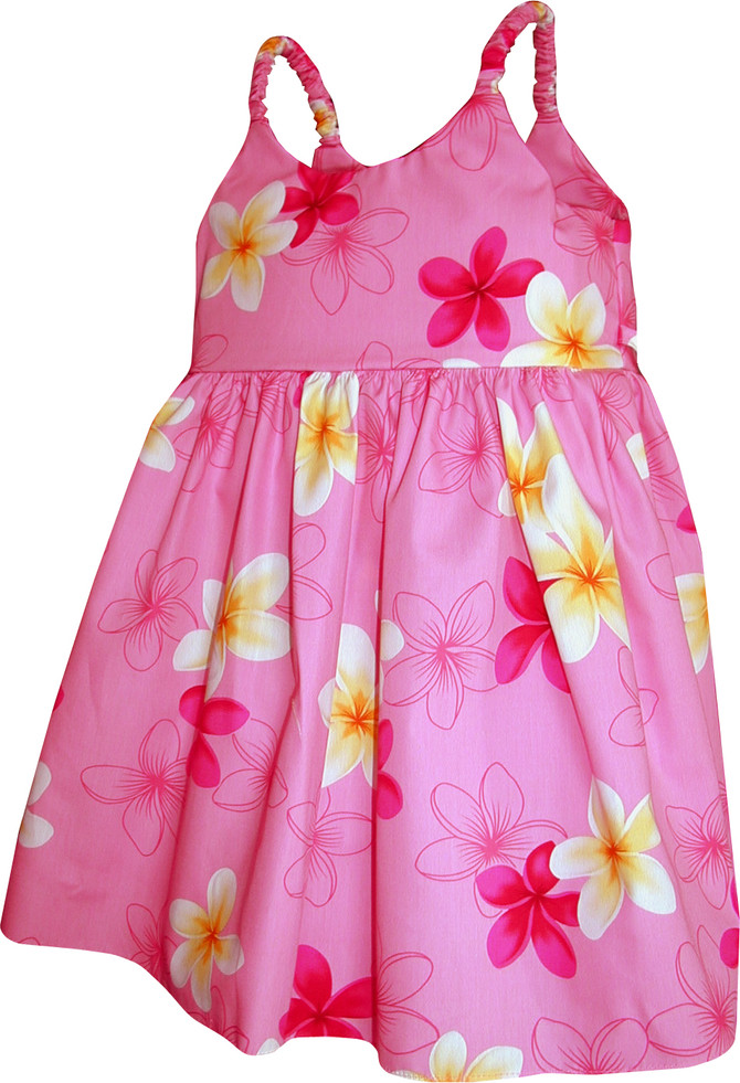 Melemele Yellow Plumeria Girl's Hawaiian Flared Dress