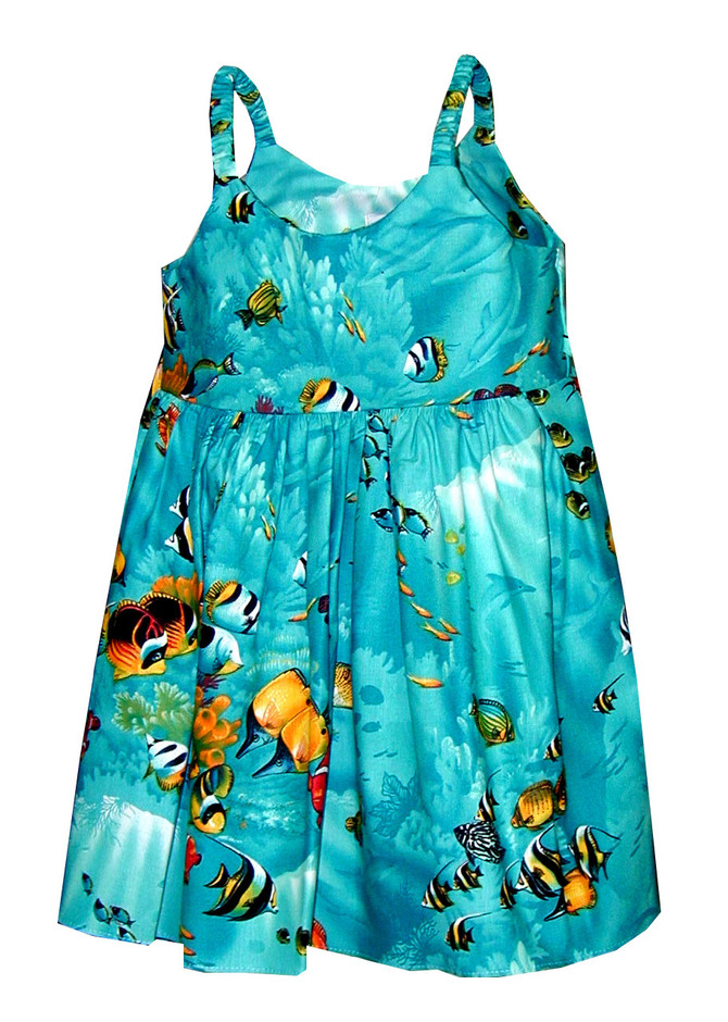 Marine Aquarium Fish Girl's Hawaiian Flared Dress