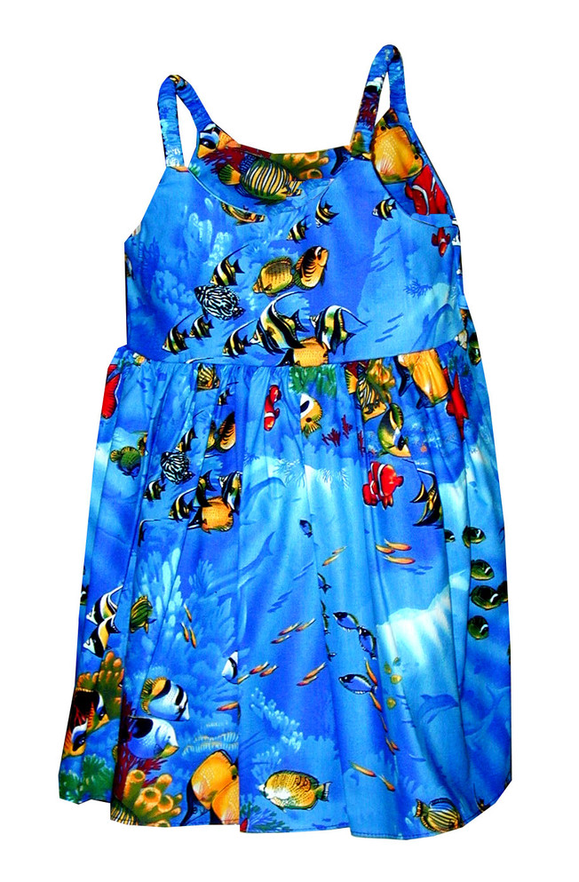 Marine Aquarium Fish Girl's Hawaiian Flared Dress