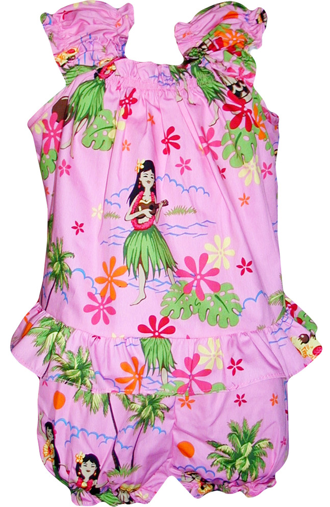 Hula Girl Dance Girl's 2pc Hawaiian Cabana Set