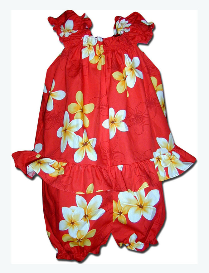 Melemele Yellow Plumeria Girl's 2pc Hawaiian Cabana Set