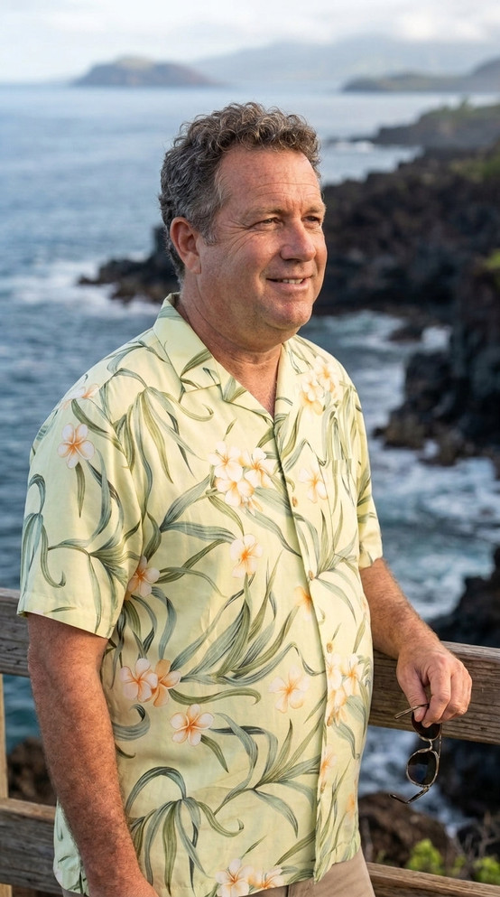Paradise Found Men's Melia Plumeria Hawaiian Shirt