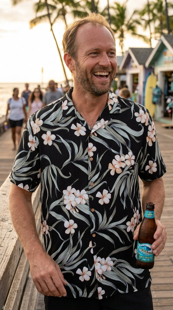 Paradise Found Men's Melia Plumeria Hawaiian Shirt