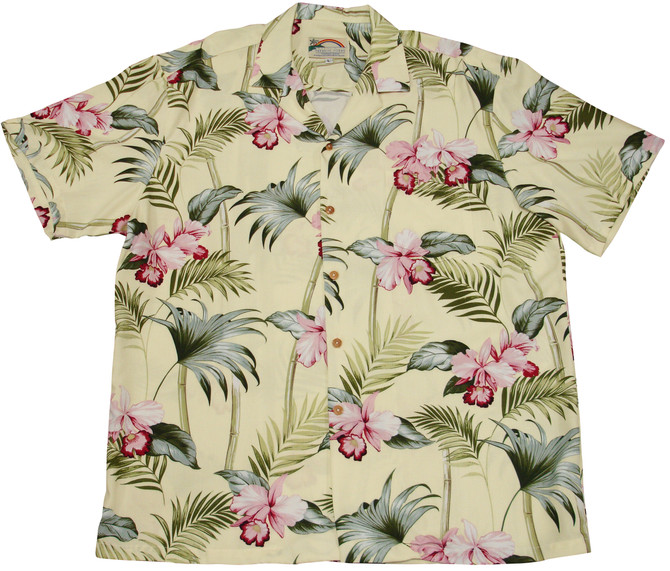 Paradise Found Men's Orchid Bamboo Hawaiian Shirt