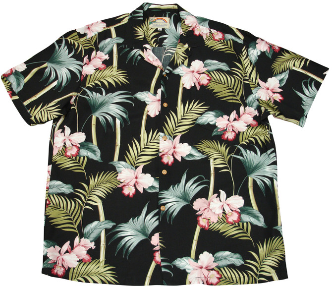 Paradise Found Men's Orchid Bamboo Hawaiian Shirt