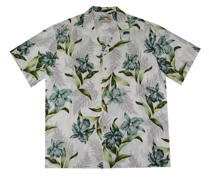 Paradise Found Men's Orchid and Fern Hawaiian Shirt
