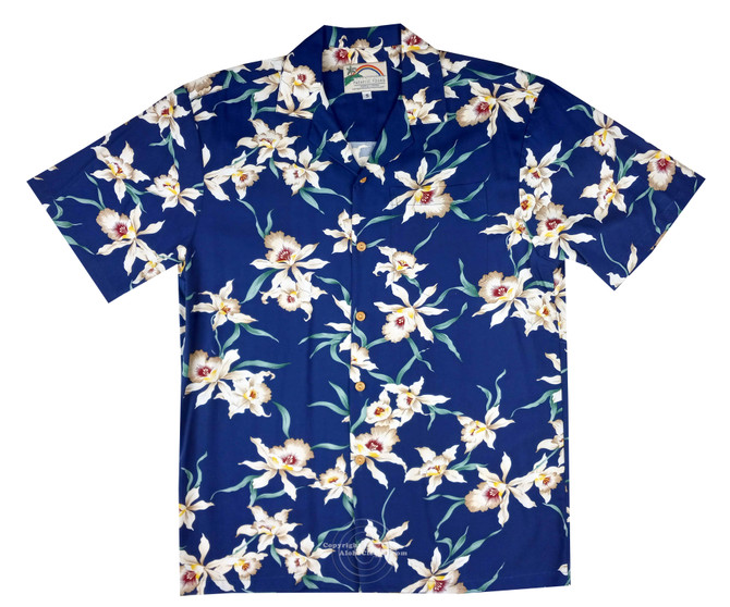 Paradise Found Men's Star Orchid Tom Selleck Magnum PI Hawaiian Shirt