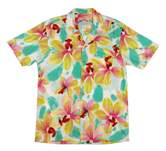 Paradise Found Men's Neon Orchid Hawaiian Shirt
