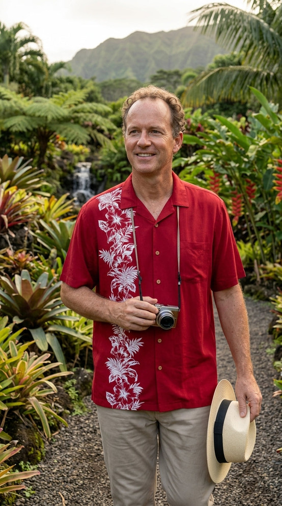 Paradise Found Men's Hibiscus Panel Hawaiian Shirt