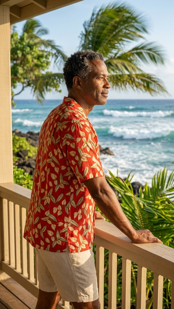 Paradise Found Men's Tom Selleck Magnum PI Mini Anthurium Hawaiian Shirt