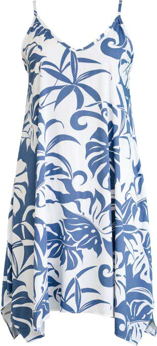 Delicate Tropical Hawaiian Scarf Hem Rayon Dress