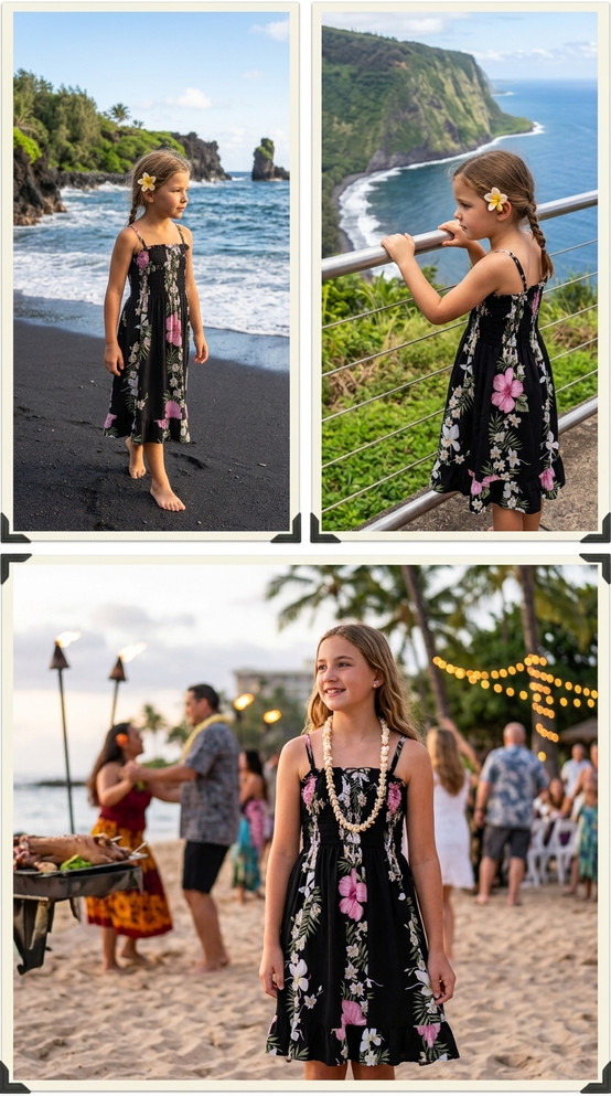 Paradise Lei Panel Girls Hawaiian Smocked Dress