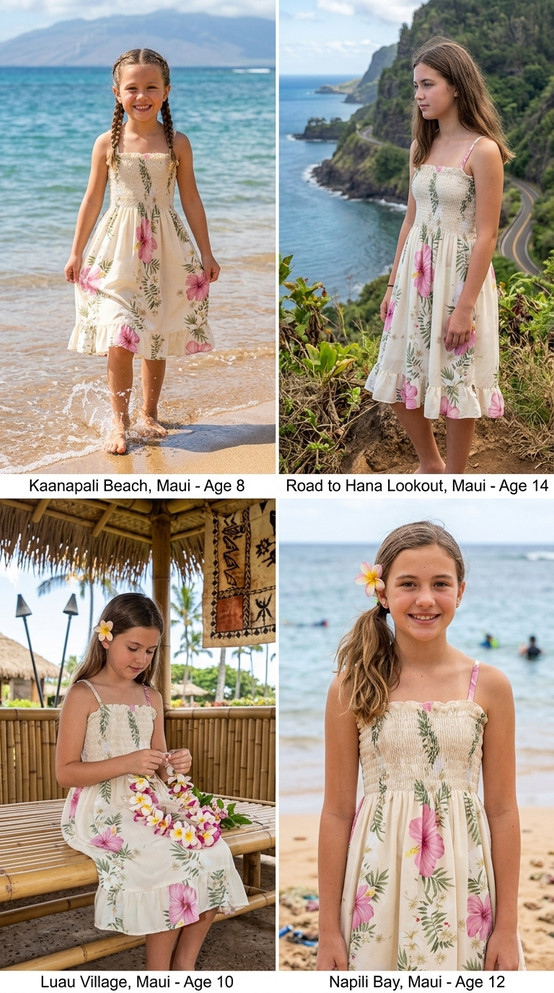 Paradise Lei Panel Girls Hawaiian Smocked Dress
