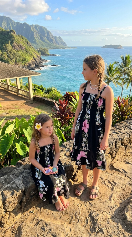 Paradise Lei Panel Girls Hawaiian Smocked Dress