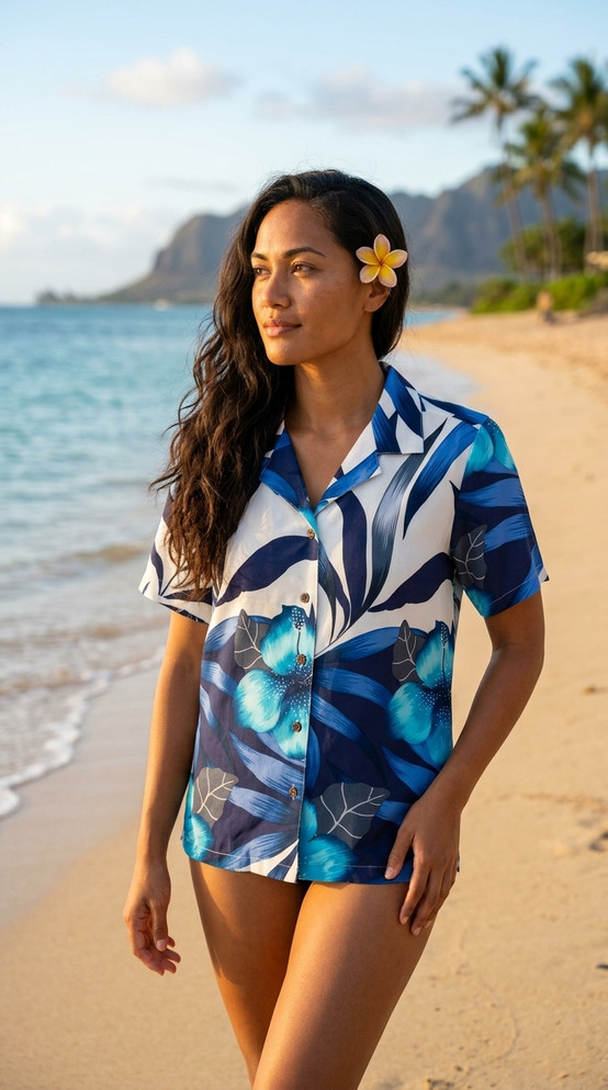 RJC Delightful Hibiscus Women's Hawaiian Camp Shirt – Rayon, Made in Hawaii