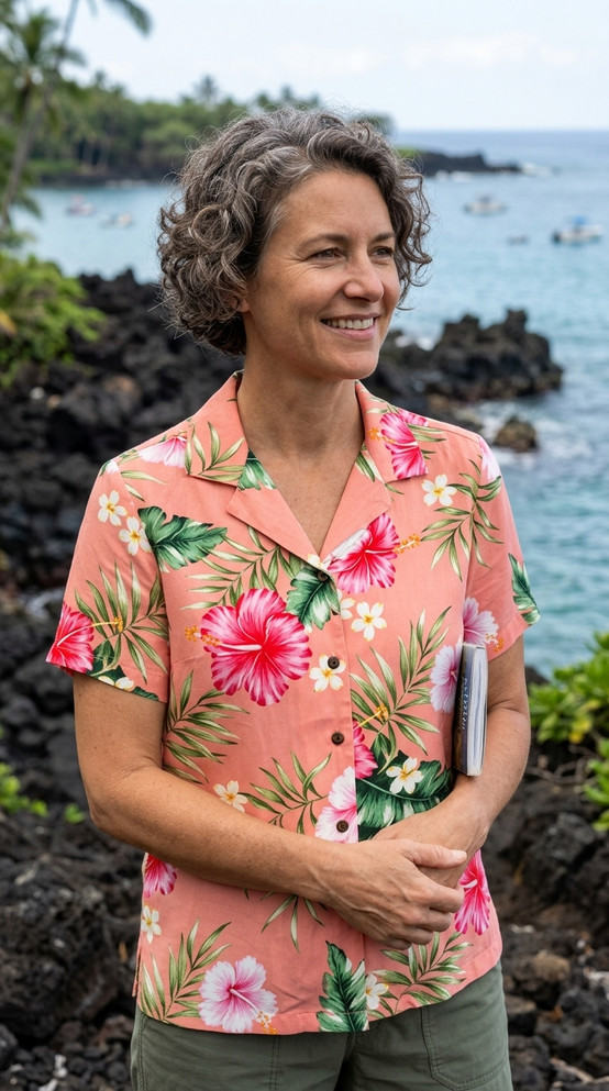 RJC Soft Pink Hibiscus Women's Hawaiian Camp Shirt – Rayon, Made in Hawaii
