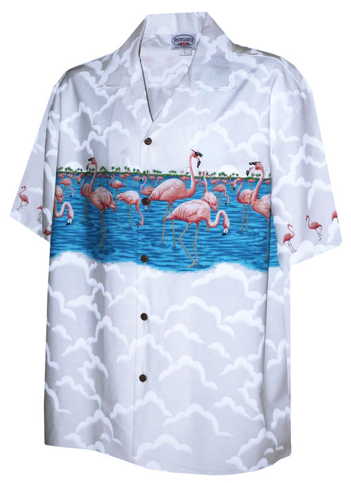 Pacific Legend Mens S to 4X Pink Flamingo Chest Band Shirt - OhanaWear