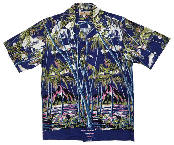 Waimea Casuals Maui Pineapple Black Cotton Men's Hawaiian Shirt , M