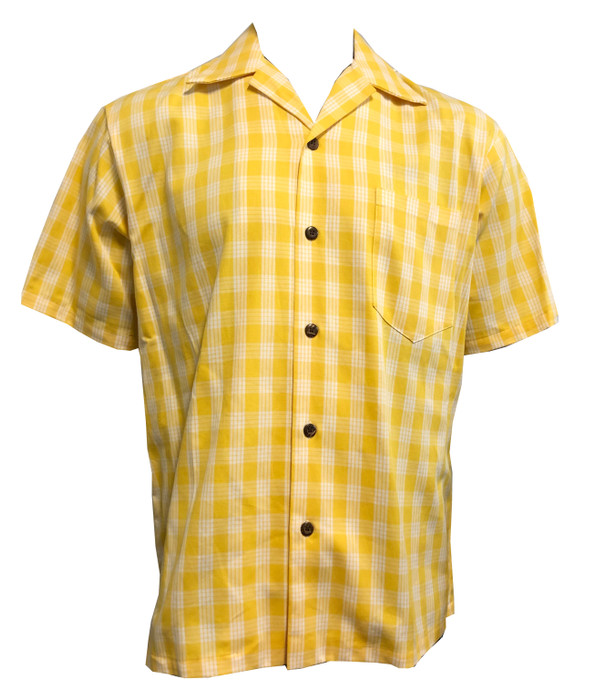 Hutspah Men's Shirt Striped Button Down Vintage Yellow / Gray Cotton  XL 80s