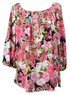 RJC Womens Hibiscus Butterfly Orchid Peasant Blouse