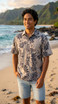 Go Barefoot Mens Mini Tahitian Placket Reverse Shirt