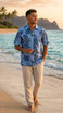 Go Barefoot Mens Mini Tahitian Placket Reverse Shirt