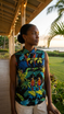 RJC Womens Jungle Parrot Sleeveless Button Down Shirt