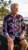 Paradise Found Mens Jungle Bird Kamehameha Style Long Sleeve Shirt