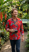 Paradise Found Mens Jungle Bird Kamehameha Style Long Sleeve Shirt