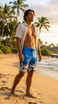 Hawaiian Island Creations (HIC) 20" Digital Coast 8 Way Stretch Boardshorts