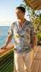 Aerial Island Dog Fight Mens Hawaiian Shirt