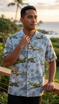 Aerial Island Dog Fight Mens Hawaiian Shirt