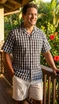 Men's Classic Hawaiian Paniolo Palaka Plaid Shirt