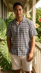 Men's Classic Hawaiian Paniolo Palaka Plaid Shirt