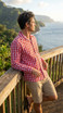 Men's Classic Hawaiian Paniolo Palaka Plaid Long Sleeve Shirt