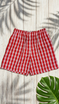 Pineapple Juice Mens Palaka Plaid Elastic Waistband Vintage Shorts
