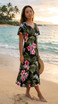RJC Women's Pale Hibiscus Orchid Tea Length Cap Sleeve Hawaiian Dress