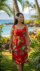Bird of Paradise Display Women's Empire Tie Front Hawaiian Dress (Generous Fit)