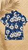 White Hibiscus Fern Women's Hawaiian Camp Shirt